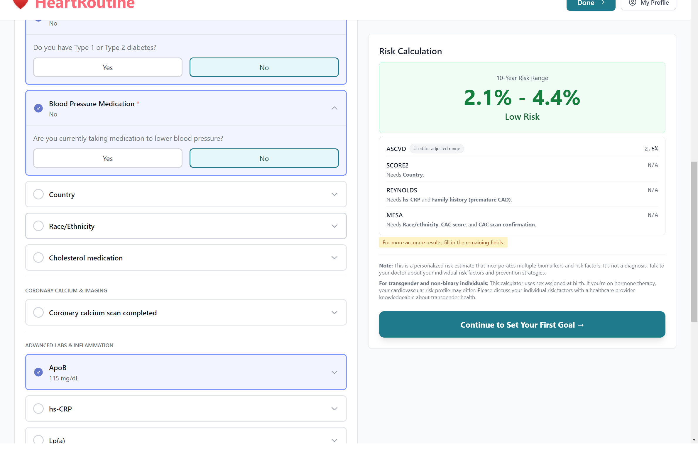 10-year cardiovascular risk calculated